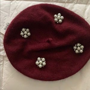 Nordstrom pearl beaded beret hat